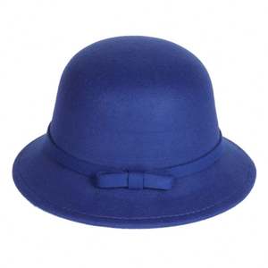 หมวกทรงเฟโดราสไตล์อังกฤษสำหรับผู้หญิง ทำจากผ้าสักหลาด อุ่นสบายสำหรับฤดูหนาว ขายส่ง - Product Image 4