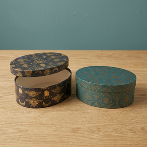 Boîtes en papier rigides ovales portables faites à la main avec motifs imprimés UV et fermeture magnétique pour cadeaux et artisanat - Product Image 6