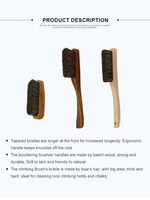 Brosse de nettoyage pour prises d'escalade en bois, avec poils de sanglier naturels durables, pour la pulvérisation de craie, avec logos offerts