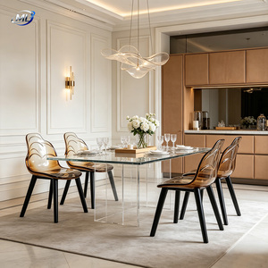 Chaise en résine transparente ML avec pieds noirs, mobilier de salon moderne, design contemporain, dossier ergonomique solide - Product Image 3