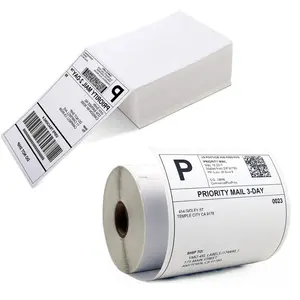 Étiquette adhésive 58x40 57x40 80x80 Fabricant de papier Étiquettes thermiques directes à transfert thermique Rouleau jumbo