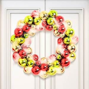 Nouvelle couronne de Noël d'intérieur de luxe faite à la main en plumes d'oie, 35 cm, avec boules électroplaquées colorées, alimentée par piles, à suspendre à la porte - Product Image 3