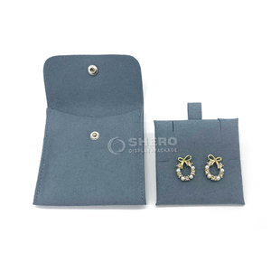 Factory Fashion <b>Earring</b> Canvas Envelope Pouch High-quality Leather Envelope Pouch with Button Jewelry <b>Gift</b> Velvet Leather Pouch - Product Image 2