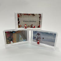 Cadre liquide en acrylique mini en gros, thème Noël avec rennes flottants, paillettes, emballage personnalisé, style Père Noël et bonhomme de neige