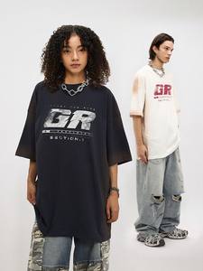 Camisa de manga corta de verano de moda retro personalizada con cuello de hebilla en forma de I Street Spray Dirty Craft Camisetas para hombres y mujeres - Product Image 3