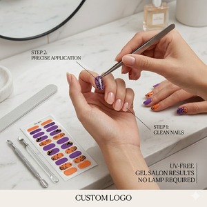 Strisce di Gel per Unghie Pre-Curate, Anti-Intrappolamento Capelli, Senza Lampada, Effetto Ombre Tramonto, Lucide e Gelatinose - Product Image 2