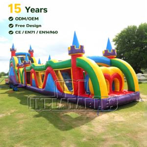 Parcours d'obstacles gonflable commercial en PVC de 70 pieds pour enfants, château gonflable pour activités extérieures, églises, écoles, carnavals - Product Image 1