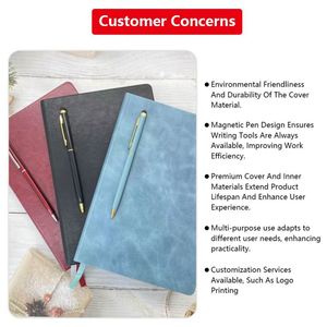 Custom Logo Printed Blue PU Leather Eco Notebook A5 Business Office Stationary Diary Portable Dot Gird <b>Journal</b> With Pen - Product Image 5