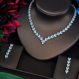 HIBRIDE Brilliant Marquise Cut Red CZ Dubai Jewelry Sets for Women Necklace Set Wedding Dress <b>Accessories</b> Party Show N-466 - Product Image 4