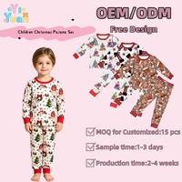 Ensemble pyjama de Noël pour enfants, haut à manches longues et col rond, imprimé sur toute la surface, pantalon de jogging, ensemble de vêtements de nuit pour garçons et filles