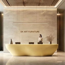 Source Factory Artistic Modern Fiberglass Reception Desk Luxury Front Desk Curved for Salon Lobby - Product Image 1