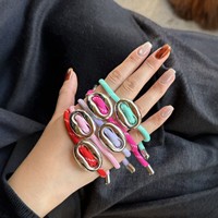Bracciali con ciondolo a naso di maiale di design, con zirconi, per feste cristiane, placcati oro 18k e argento, personalizzabili, con cordino colorato in corda pura
