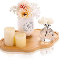 Plateau de service décoratif en bambou pour bougies, parfums, bijoux, plateau à bibelots, plateaux en bambou pour table basse, décoration intérieure