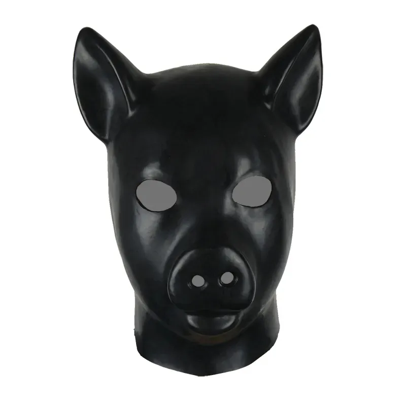 Adult Latex Sex Suit Toy Pig Headgear Latex Animal Mask Crossdresser Gay Bondage Latex Fetish