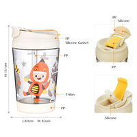 Gobelet en plastique Tritan transparent rose fantaisie de 16 oz pour enfants, avec paille, pour boisson, idéal pour l'extérieur et les sorties, motif créatif unique
