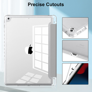 Étuis pour tablette acrylique PU cuir Smart Clear PC Shell étuis en cuir couverture de tablette pour iPad <span class=keywords><strong>Air</strong></span> 3/ <span class=keywords><strong>Pro</strong></span> 10.5 pouces avec porte-crayon - Product Image 4