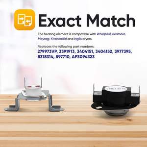 Kit de Fusible Térmico de Repuesto para Secadora <span class=keywords><strong>DR</strong></span> Quality Parts 279973VP, Repuesto OEM para Secadora Eléctrica de 220V, Uso en Hoteles - Product Image 3