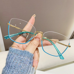 Gafas graduadas para mujer Monturas ópticas y lentes Filtro de luz azul Marrón <span class=keywords><strong>Oro</strong></span> Computadora de metal - Product Image 2