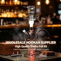 Ensemble Chicha Classique en Verre LED Givré avec Bol à Chicha, Valise de Transport Portable, Coffret Cadeau et Logo Personnalisé