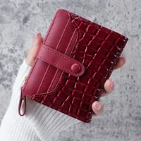 Dompet Clutch Motif Buaya Mini, Tempat Kartu Kredit Pendek, Dompet Koin Wanita