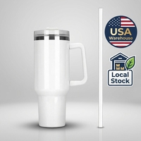 Gobelets à sublimation de 40 oz en stock aux États-Unis, motif spécial pour festival, logo personnalisé, tasse de voyage avec poignée