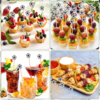 Piques à cocktail de football de 5 pouces en bambou, bâtonnets décoratifs pour fruits, cure-dents de football pour fêtes à thème sportif, fournitures pour anniversaires