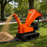 Broyeur de bois 100 mm, moteur à essence 6,5 CV, broyeur à tambour sur chenilles, tout-terrain, transmission 3F+1R, démarrage par lanceur