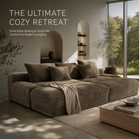 Canapé-lit modulaire compressé en tissu rayé avec base antidérapante, facile à nettoyer, idéal pour la location de vacances, la maison ou le petit salon familial