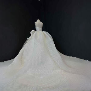 Vestido de Novia Moderno NT17 con Cola de Capilla, Estampado Floral y Apliques para Ceremonia Nupcial - Product Image 4