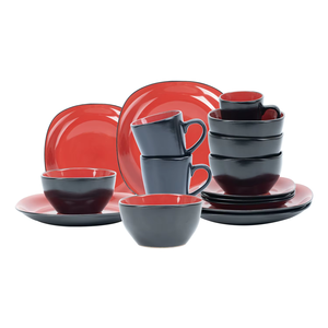 Royal Red and Black Tow Tone Color Glaze Housewares Can Be Customized Color Box Stoneware <b>Dinnerware</b> <b>Set</b> - Product Image 1