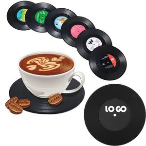 Promocional personalizado impreso té cerveza bebida taza Vintage goma registro bebida vinilo posavasos - Product Image 1