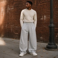 Pantalon à double pli et jambe incurvée : Pantalon de sport en molleton épais texturé effet coquille d'œuf et pantalon décontracté doublé en molleton