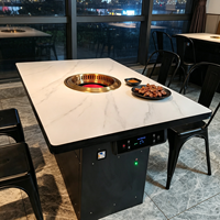 Table de barbecue commerciale sans fumée et auto-purifiante, facile d'entretien, fabriquée par l'usine Jilu, avec échappement inférieur pour restaurants.