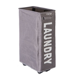 Cesta de lavandería única, organizador, contenedores de almacenamiento plegables estrechos, cesta de lavandería delgada con ruedas - Product Image 1