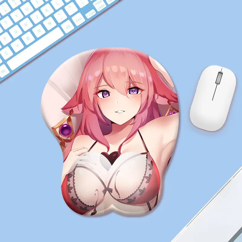 Çin fabrika yüksek kalite oyun 3D meme Mouse Pad düşük fiyat ODM/OEM silikon bilek istirahat ile Anime fare altlığı özel Logo