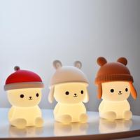 Lampada Notturna per Bambini a Forma di Coniglietto, Portatile, per Camera da Letto, Animale Cartoon, Personalizzabile, Carina, in Silicone, con Sensore Touch