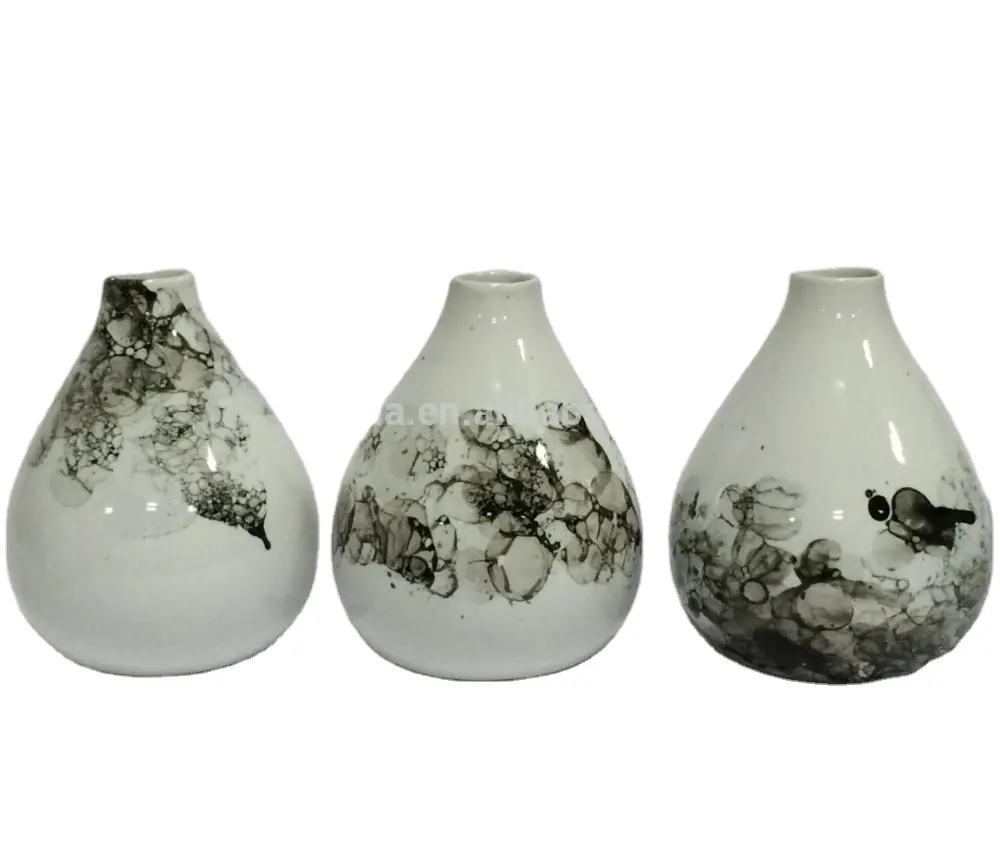 चीनी मिट्टी फूल फूलदान आधुनिक चित्रकला में, पत्थर के पात्र फूलदान, गोल आकार चीनी मिट्टी के फूल vases