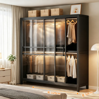 Lemari Pakaian Geser Logam Harga Pabrik, Kabinet Pintu Baja Karbon OEM ODM MOQ Rendah, Almari Baja Kamar Tidur Modern