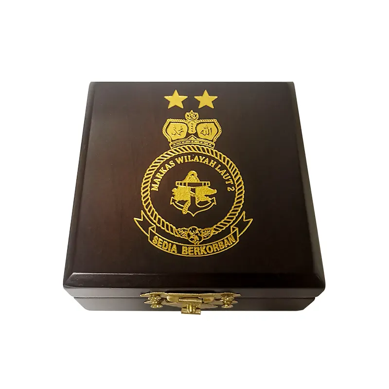 Single 40m 44mm 45mm Coin Presentation Boxes Wooden Boxes For Coin Medals Storage Boxes With Hinged Lids And Locks