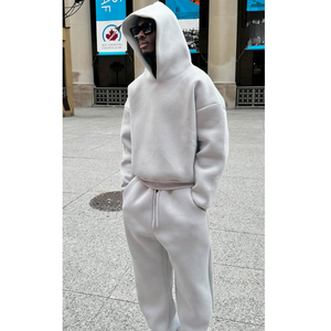 400 500 Gsm algodón en blanco liso de lujo de gran tamaño recortada Sudadera con capucha pulóver hombres ropa de calle personalizada peso pesado hombres sudaderas con capucha - Product Image 1