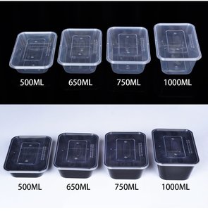 Conteneur alimentaire en plastique transparent jetable moderne de 500 ml, résistant au congélateur et au micro-ondes, étanche, boîte à <span class=keywords><strong>lunch</strong></span> rectangulaire en PP - Product Image 2