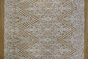 Kain Renda Nigeria 2021 Putih Murni Kualitas Tinggi Payet Putih Gaun Pengantin Gaun Malam Kain HY1689 - Product Image 6