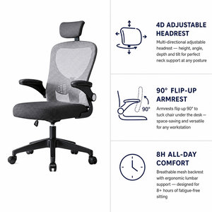 <span class=keywords><strong>Silla</strong></span> de <span class=keywords><strong>oficina</strong></span> ergonómica de <span class=keywords><strong>malla</strong></span> con respaldo alto y reposapiés abatible 90° al por mayor de fábrica °   Reposabrazos 4D, Reposacabezas Personalizado, Solución para Proyectos de Asientos - Product Image 3