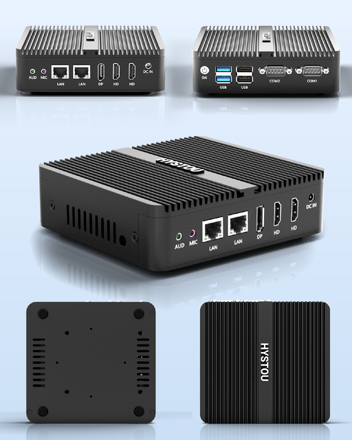 Intel N100 Mini PC Fanless Multi-Ports Dual RS232 COM 2xLAN 4xUSB HD DP DDR4 up to 32GB NVMe/SATA SSD Win10/11 Linux Available