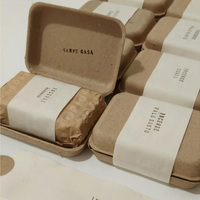 Boîte en papier mousse moulée biodégradable personnalisée, couleur marron écologique, pour emballage à clapet