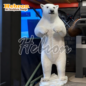 Estatua de Oso Polar de Resina de Tamaño Real, Decoración de Animales Árticos, Accesorio Temático, Escultura Abstracta de Fibra de Vidrio - Product Image 1