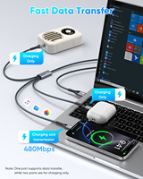Cable de Datos USB C 3 en 1 SUNGUY de 18W, Cable de Carga Rápida Tipo C para Teléfono Móvil, Banco de Energía y Uso en Automóvil
