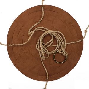 Round PU Leather Drawstring Storage <b>Basket</b> <b>Foldable</b> Fruit <b>Basket</b> with Jute Rope Outdoor Plant Hanger Planter Wall - Product Image 4