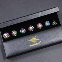 Juego de Dados MINI PLANET Whirling Dream, Dados Poliédricos de Resina Hechos a Mano con Bordes Afilados para Juegos de Mesa TRPG Dungeons&Dragons DND