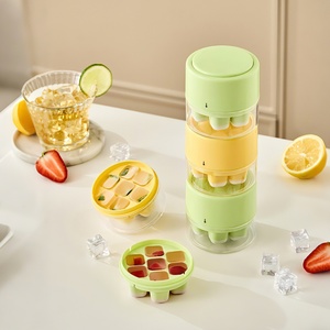 Custom Logo/Color Plastic Ice <b>Cube</b> Mold Press Ice Tray Home Use Ice <b>Storage</b> <b>Box</b> Mini Press Ice <b>Cubes</b> Grid Tray <b>with</b> <b>Lid</b> - Product Image 1